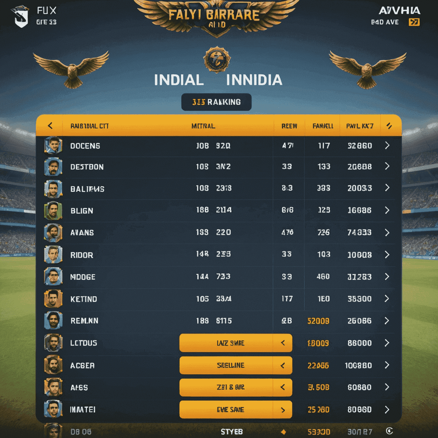 Screenshot of Avia Fly Game India leaderboard showing player rankings and scores